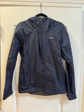 Patagonia Navy Hooded Rain Jacket